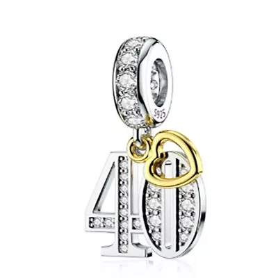 $26.99 • Buy S925 Silver & Gold Pl Hanging 40th Milestone Birthday Charm By Unique Designs