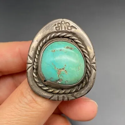 Vintage Navajo Turquoise Silver Ring Size 7.75 • $485