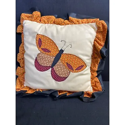 Vintage Decorative Pillow Butterfly Patchwork • $16.99
