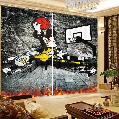 Rebounding Mickey Mouse 3D Curtain Blockout Photo Printing Curtains Drape Fabric • £112.02