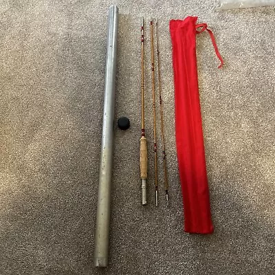 Vtg Early Shakespeare 1301 B 8 1/2' Bamboo Fly Rod 3 Piece With Sock & Rod Tube • $150