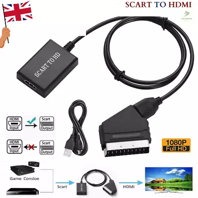 SCART To HDMI Adapter SCART To HDMI Audio Video Converter Cable For HD TV • £9.99