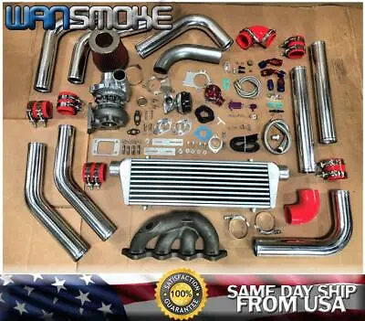 Red Lancer Evo 8/DSM Eclipse 1G 2G 4G63 T3T4 .63 Turbo Kit Manifold Intercooler • $772.99