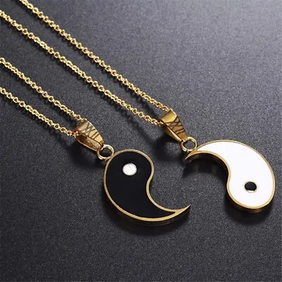 Stainless Steel Yin Yang Pendant Puzzle Piece Necklace Birthday Jewlery Gift. • £3.60