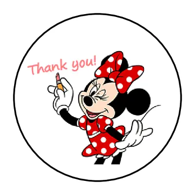 30 Thank You Minnie Mouse Stickers Envelope Seals Labels 1.5  Round Custom Made • $2.64