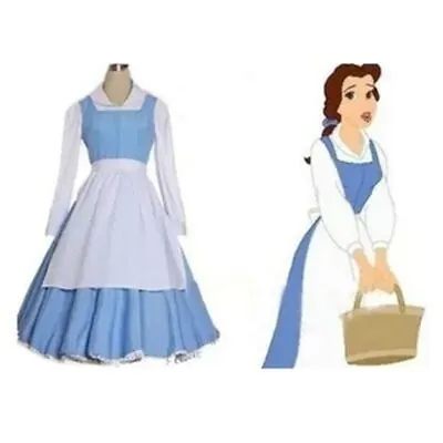 Beauty And The Beast Belle Blue Maid Party Dress Cosplay Costume Halloween Club • £29.15