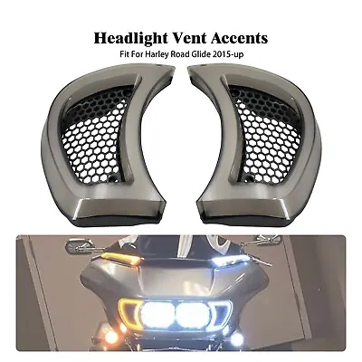 Headlight Vent Accent W/ Smoke Lens LED Light Fit For Harley Road Glide 15-2023 • $49.39