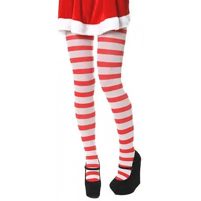 £2.90 • Buy Christmas Red And White Candy Stripe Tights Elf Mrs Claus One Size Fancy Dress