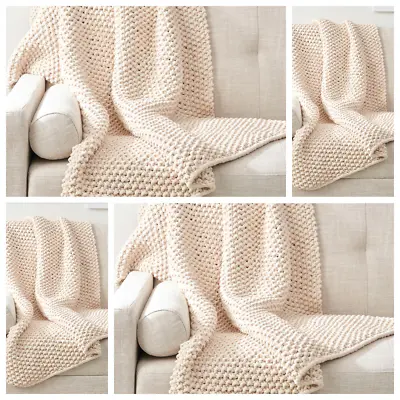 Knitting Pattern For Warm Thick Throw - Quick &  Very Easy To Make  • £2.80