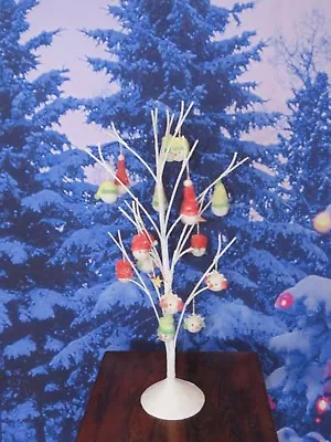Snow Covered White Metal Snowman Tabletop Christmas Ornament Twig Tree Display • $34.95