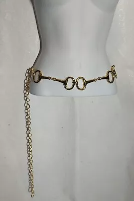 Womens Belt Gold Tone Metal Chain With Shapes Size L/XL # 1802 • $12.88