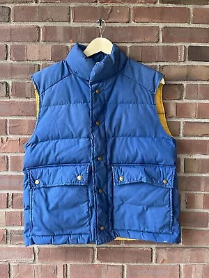 Vintage Eddie Bauer Puffer Down Vest High Loft Bright Blue Mens Size Large • $25.50