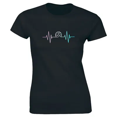 Colorful Volleyball Heartbeat Women's T-Shirt Cute Sports Game Tee • $15.49