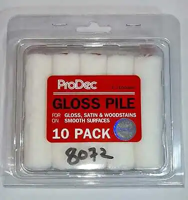 4”Pk10 GLOSS PILE MINI ROLLER SLEEVES-GLOSS SATIN AND WOODSTAIN SMOOTH SURFACES • £8.28