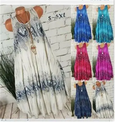 $19.99 • Buy Women Boho Floral Sundress Ladies Casual Summer Beach Party Dress Plus Size Tops