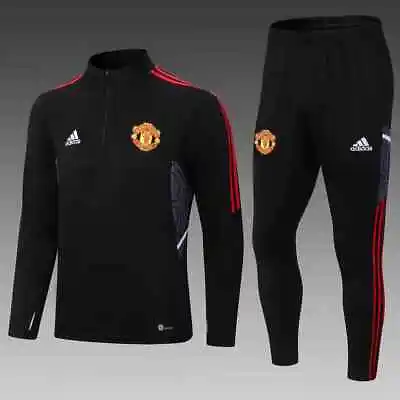 Manchester United Half-Pull Training Suit Black Football Shirt 2022/2023 • £58