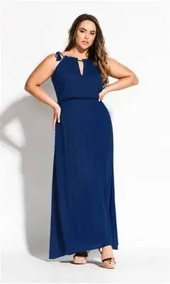 $14.99 • Buy City Chic Ladies Tassel Shoulder Maxi Dress Sizes 14 16 18 20  Sapphire Blue