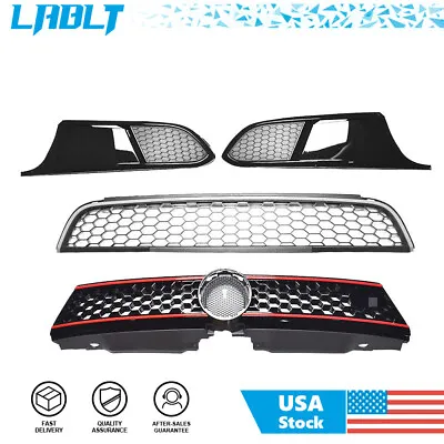 LABLT Front Bumper Upper+Lower Grille Grill Kit Black For 2011-2014 VW Jetta MK6 • $103.95