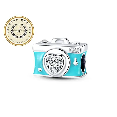 Retro Blue Camera Charm For Bracelet Retro Charm Sterling Silver Charm • $30.99