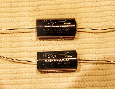 PAIR TWO Mundorf MCap 1000 VDC SUPREME Silver-Oil Cap Capacitor 0.22uf 0.22 Uf  • $66.95