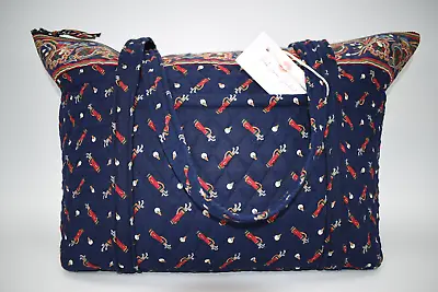 Vintage Vera Bradley Large Miller Travel Tote Bag In  Golf Navy -1995  Pattern • $57.42