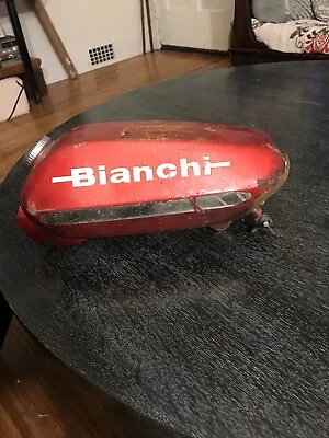 Vtg 70s Moped Scooter Gas Tank W Cap Bianchi Red Maroon White Letter Chopper 60s • $54.99