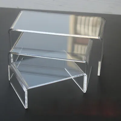 3X Solid Display Stand Shelves Acrylic Jewelry Ornament Holder Counter Decor New • £17.99