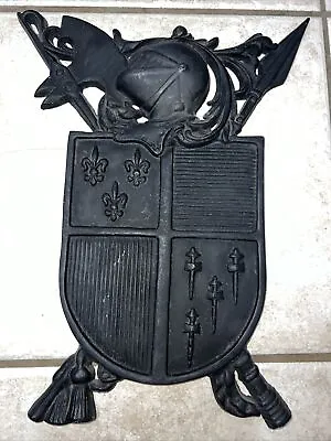 Vintage 3D Metal Medieval Shield Coat Of Arms Knight Wall Decor 15”x12” • $19.99