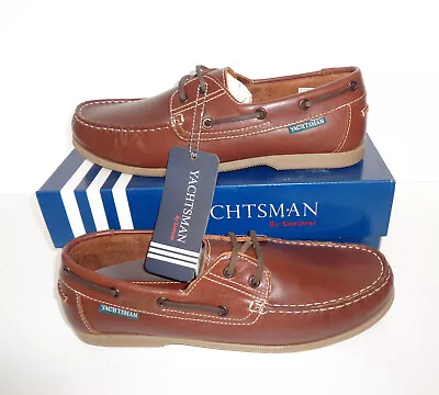 £28.98 • Buy Mens Yachtsman Leather Casual Brown Shoes Comfort Boat Deck Trainers UK Size 11