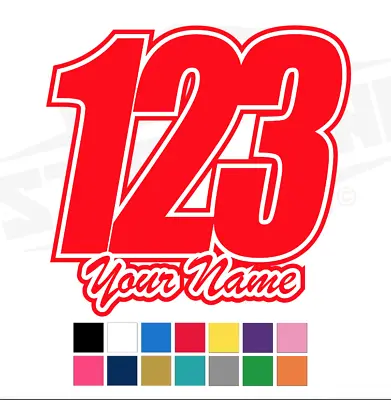 3 X Custom Race Numbers And Name Vinyl Stickers/Decals Race Motorbike MX Kart  • £7.30