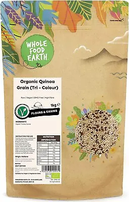 £16.99 • Buy Wholefood Earth Organic Quinoa Grain Tri-Colour – 1 Kg | Raw | Vegan | GMO Free