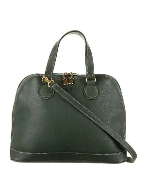 Valentino Garavani Vintage Bolide Dark Green Leather Shoulder Bag Dome Medium • $299