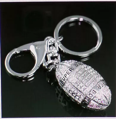 Football /super Bowl Silver Rhinestone Key Chain • $16.98