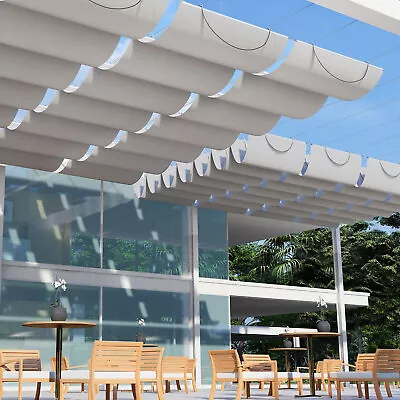 Retractable Pergola Canopy Cover Waterproof Awning Outdoor Yard Patio Deck Gray • $169.55