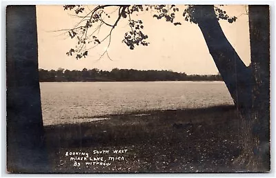 Rppc Miner Lake Looking South West By Withrow - Near Allegan Michigan Postcard • $19.99