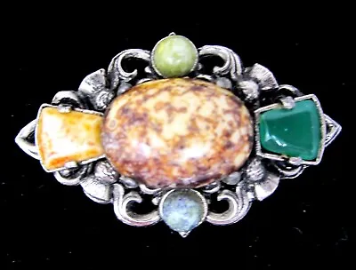 Vintage Celtic Style Faux Gemstone And Thistle Brooch Pin  • $17.99