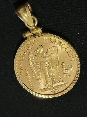 1895  20 Francs Gold Angel Coin In Pendant • $600
