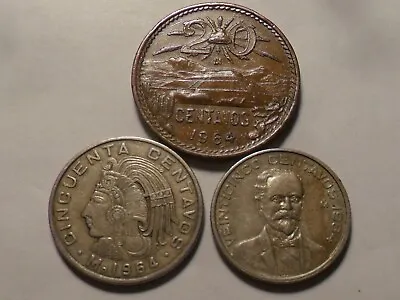 1964(Mo)  NICE MEXICO 20 CENTAVOS+25 CENTAVOS+50 CENTAVOS 3 PC SET!! • $3.85