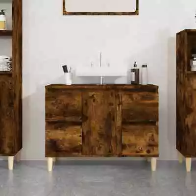 Sink Cabinet Under Sink Storage Vanity Unit Smoked Oak Engineered Wood VidaXL • $121.99