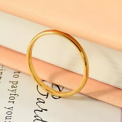 2MM Stainless Steel Men Women Wedding Engagement Ring Size 5-15 Christmas Gifts • $3.99