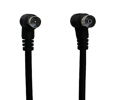 Black 1.5m 90 Degree Right Angled Male Coax Plug To Female Coax Socket Cable  • £3.50