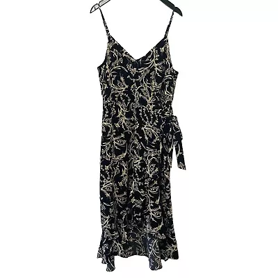 Target Women's Size 16 Wrap Dress Black Waist Tie Floral Lined Ruffle Hem New • $10