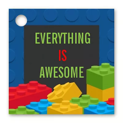 $7.25 • Buy Building Blocks - Personalized Birthday Party Card Stock Favor Tags - Set Of 20