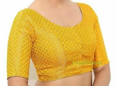 Readymade Sari BlouseVelvet Readymade Stitched Sari BlouseCholi Yellow Blouse • £15.59