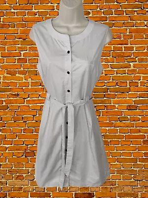 Womens Gap Size Uk 12 Stone Sleeveless Button Through Shirt Dress Knee Length • £11.99