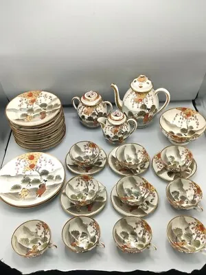 Antique Japanese Porcelain Satsuma Tea Large Set 1940 Translucent Vintage  • £90