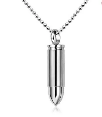 £7.99 • Buy Bullet Pendant Silver Tone Necklace Army Military Ball Chain Pendant Necklace