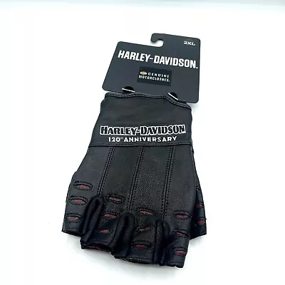 Harley Davidson Mens 120th Anniversary True North Fingerless Leather Gloves XXL • $42.99