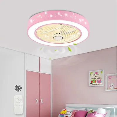 $110.12 • Buy Pink Modern Ceiling Fan With LED Light Remote Lamp Kids Girls Bed Room Lamp