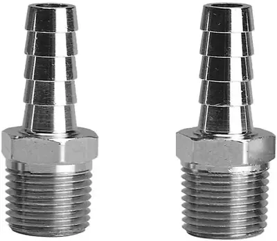 2 PACK Stainless Steel 1/2  Barb Hose To 1/2 NPT Home Brew Pipe Barbed Nipple  • $21.89